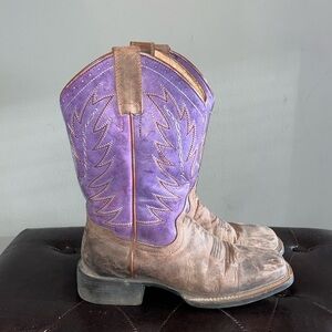 Shyanne women purple burnish western cowgirl boots brown purple square toe 7M